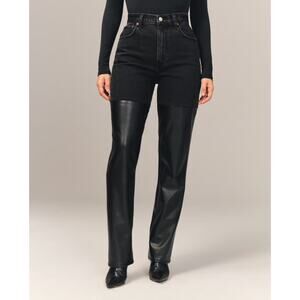 Abercrombie and Fitch The 90s Straight Ultra High Rise size 29 Faux Leather NWT